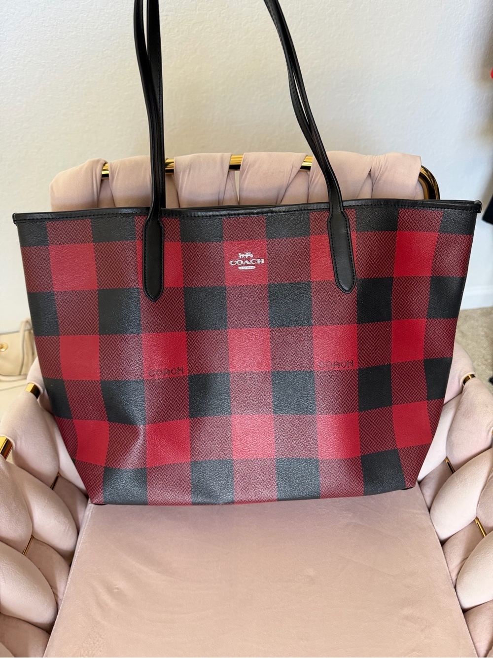 ⭐️FREE SHIPPING⭐️ COACH City Tote in Buffalo Plaid Print